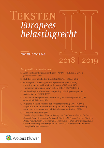 Teksten Europees belastingrecht 2018/2019 - (ISBN 9789013149289)